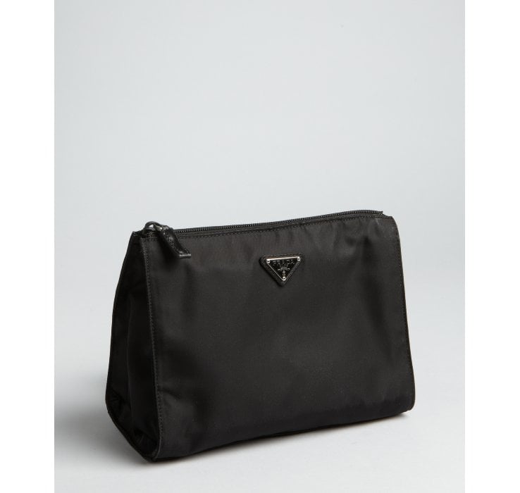 Prada Black Nylon Gabardine Zip Pouch in Black | Lyst