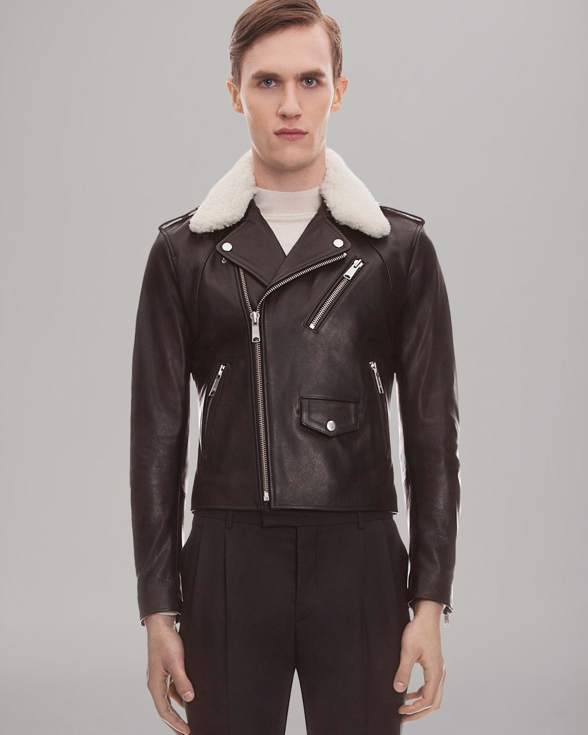 Lyst Sandro Leather Moto Jacket In Black For Men Gallery