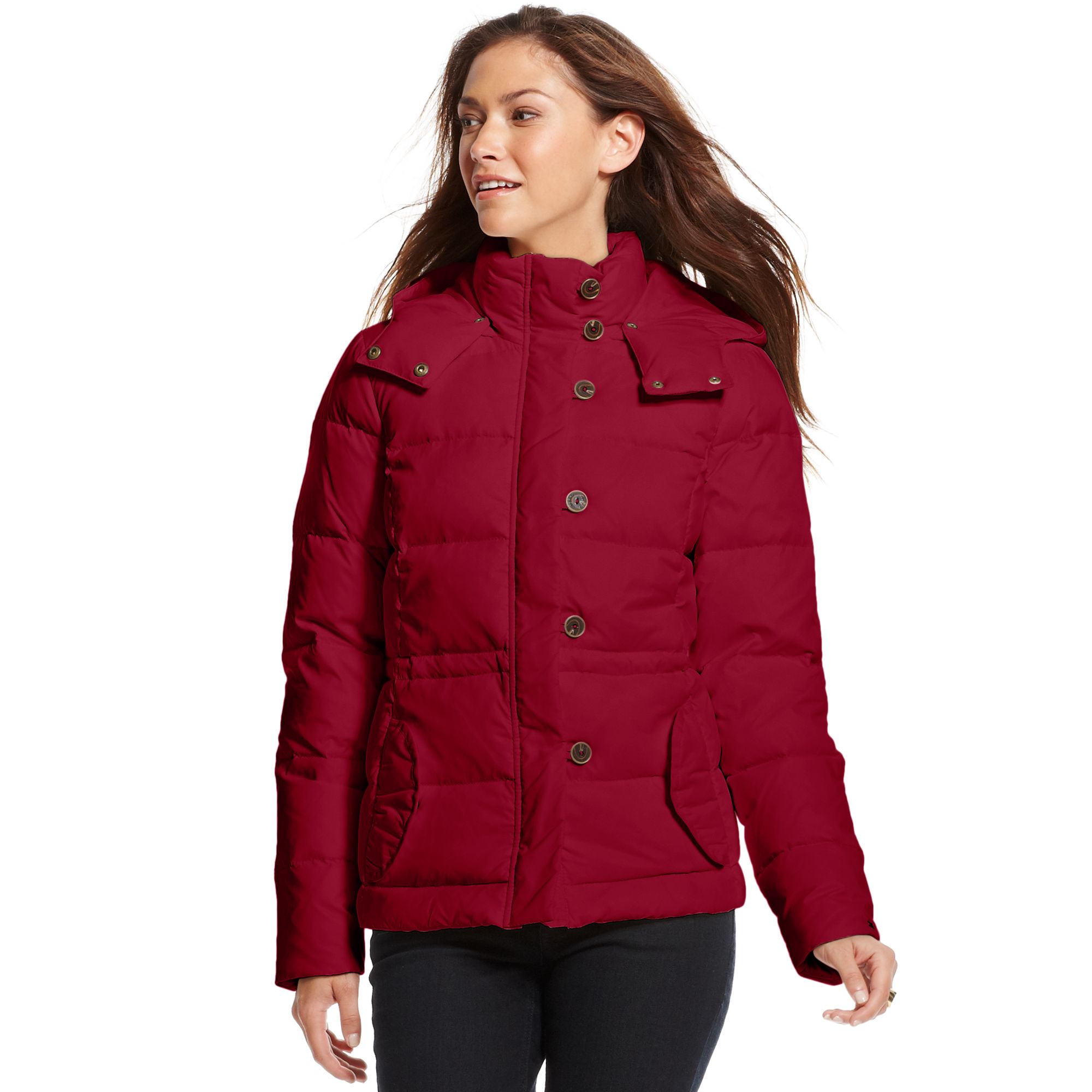 Tommy Hilfiger Longsleeve Quilted Puffer in Red | Lyst