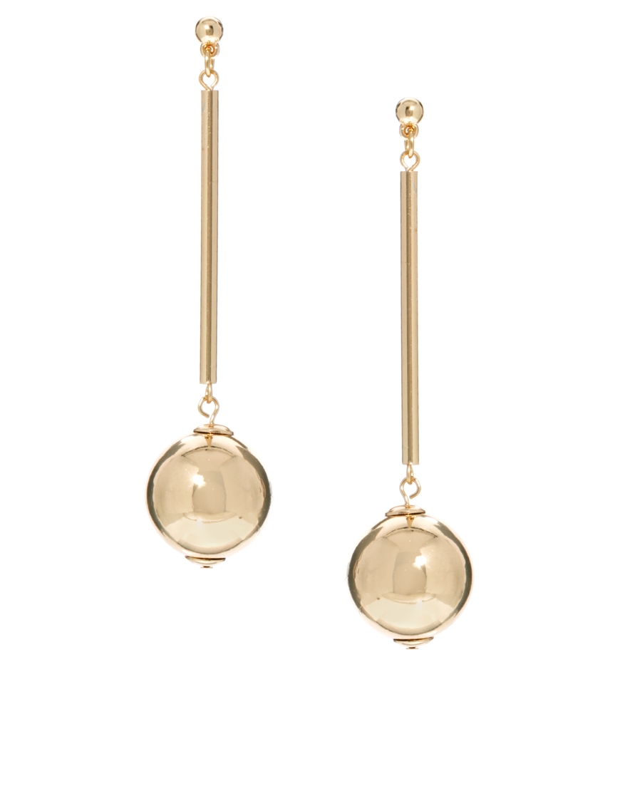 Lyst Asos Ball Drop Earrings In Metallic Gallery