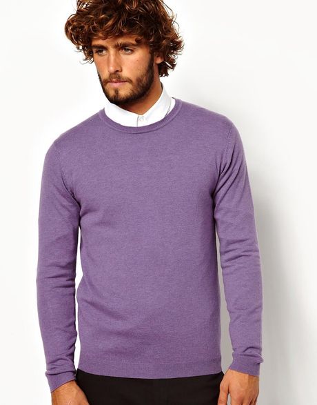 Cheap Monday Asos Merino Crew Neck Sweater in Purple for Men | Lyst