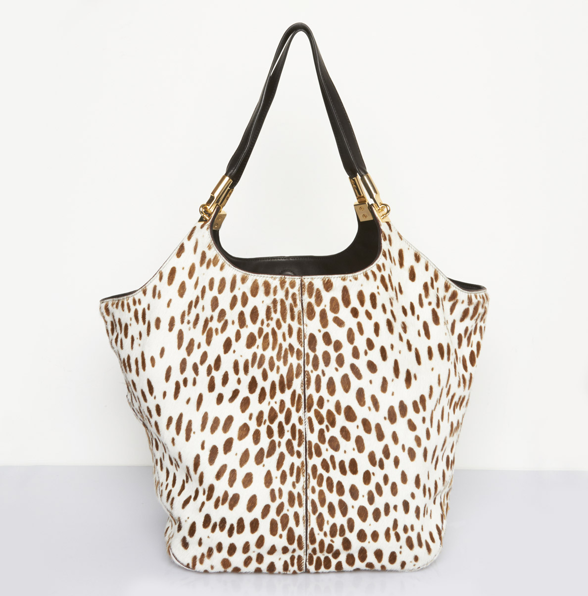 Elizabeth And James Spotted Shopper Bag in White (Ivory/Black Cow Hair ...