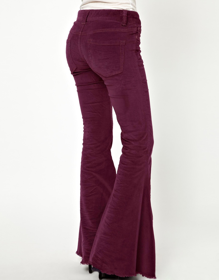 Lyst - Free People Super Flare Jeans in Cord in Purple