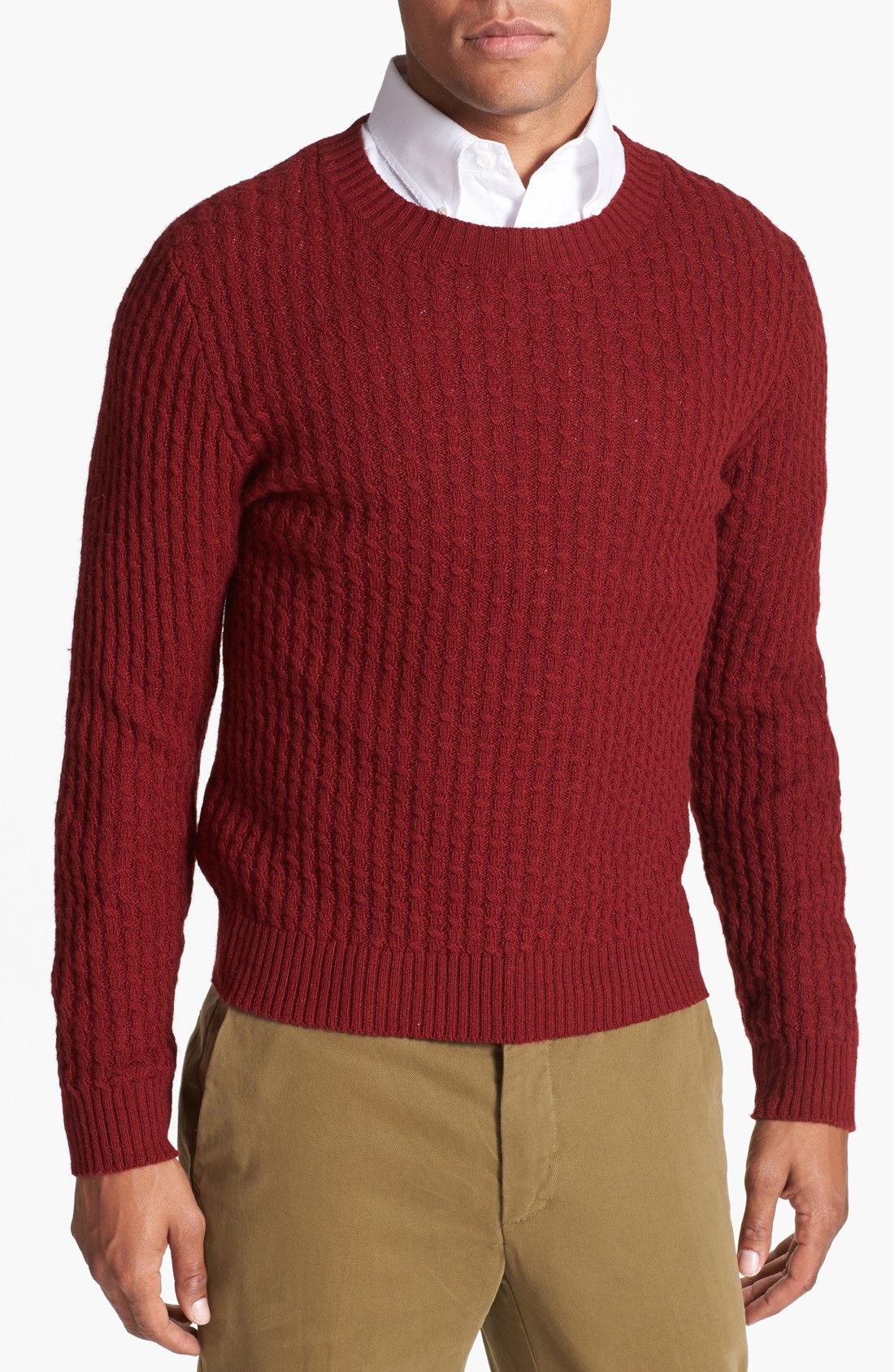 Gant Rugger Cablecito Cable Knit Crewneck Sweater in Red for Men ...