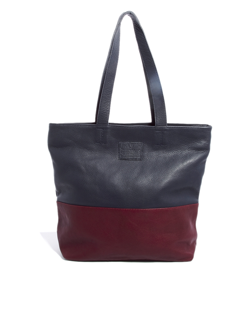 Lyst Jack Wills Color Block Leather Tote Bag in Blue