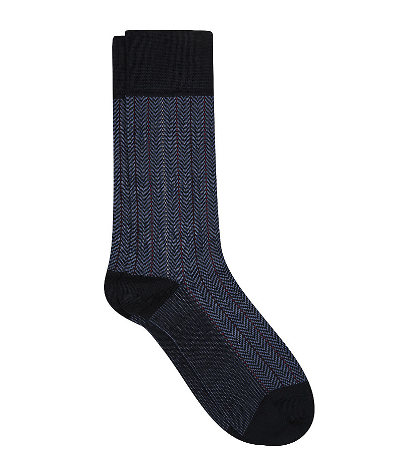 Burlington Herringbone Wool Socks in Blue for Men (navy) | Lyst
