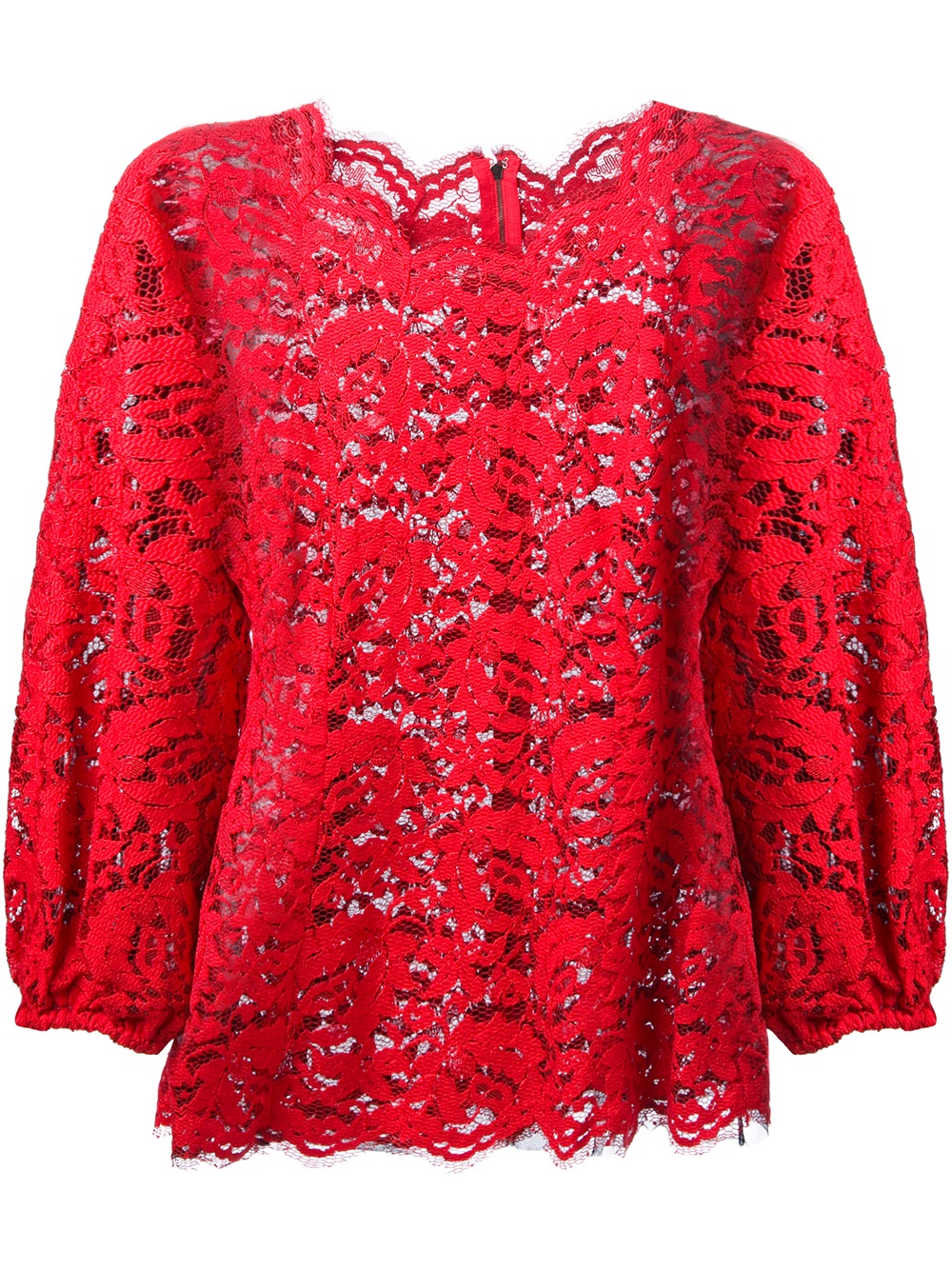 Dolce & gabbana Lace Blouse in Red | Lyst