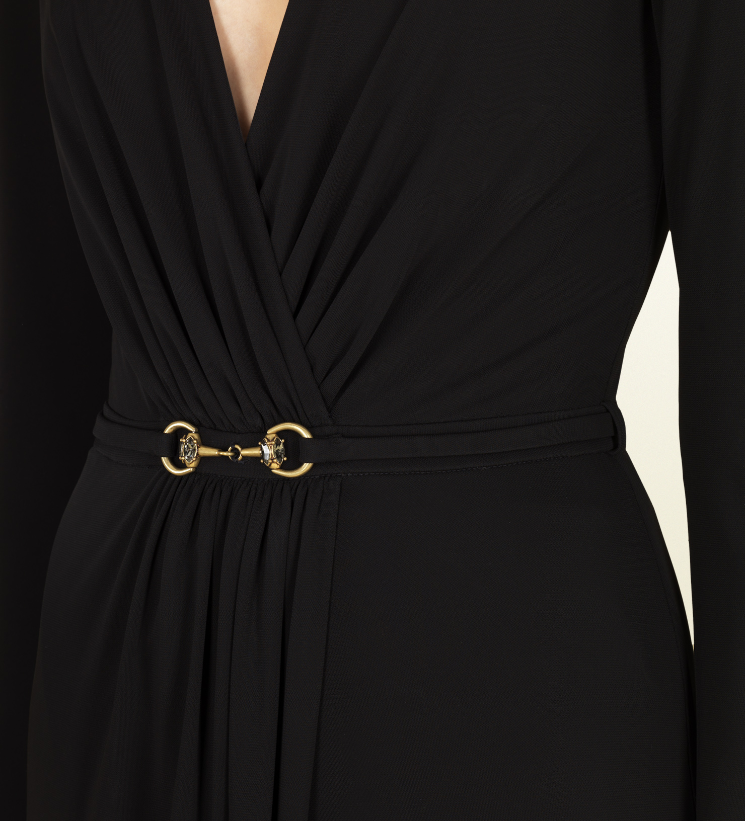 Lyst Gucci Long Black Dress with Horsebit Belt in Black