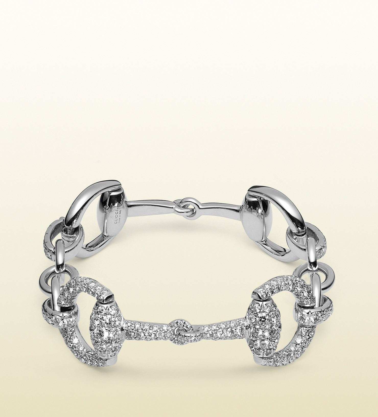 Lyst - Gucci Horsebit Diamond Bracelet in White Gold in White