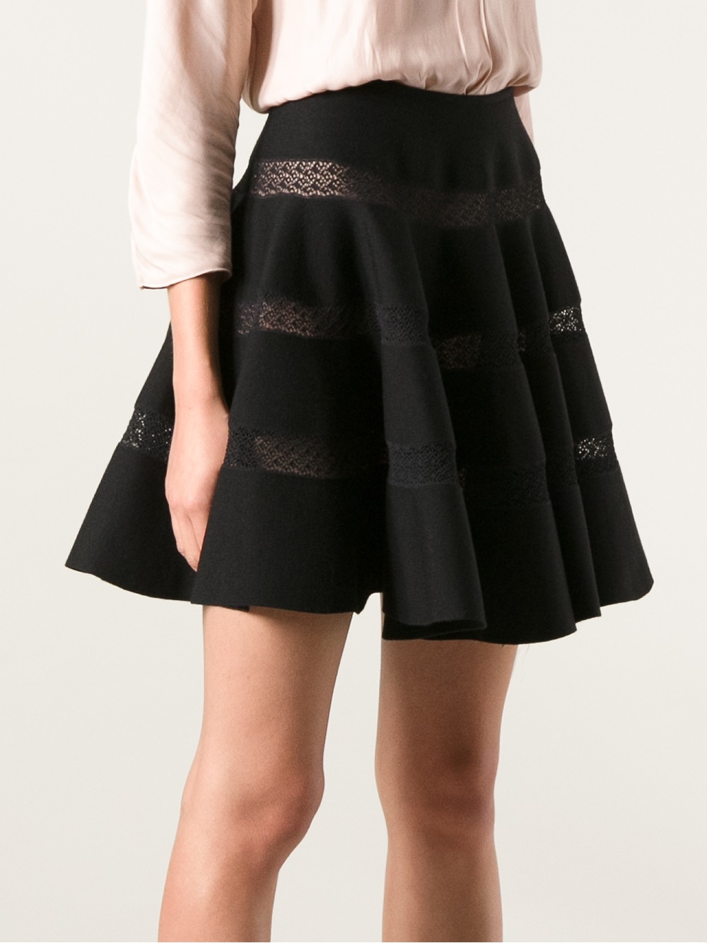 Lyst - Alaïa Lace Insert Skirt in Black
