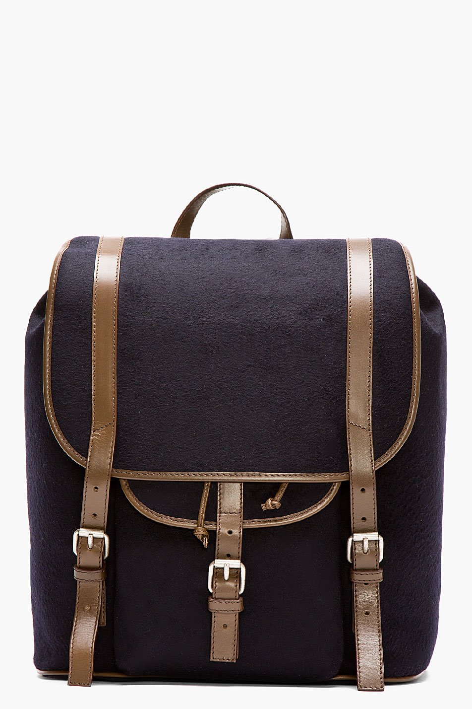 A.p.c. Navy Leather-Trimmed Wool Army Backpack in Blue for Men ...  
