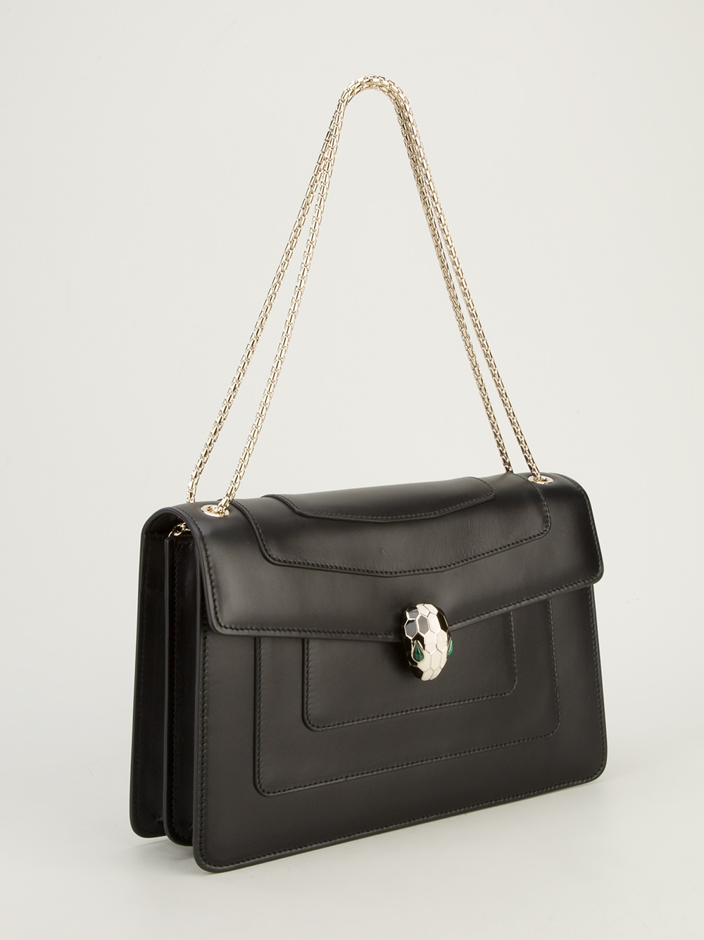 Bvlgari Chain-Strap Leather Shoulder Bag in Black | Lyst