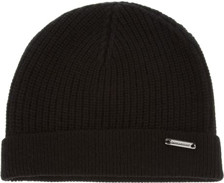Burberry Ribbed Beanie in Black for Men | Lyst