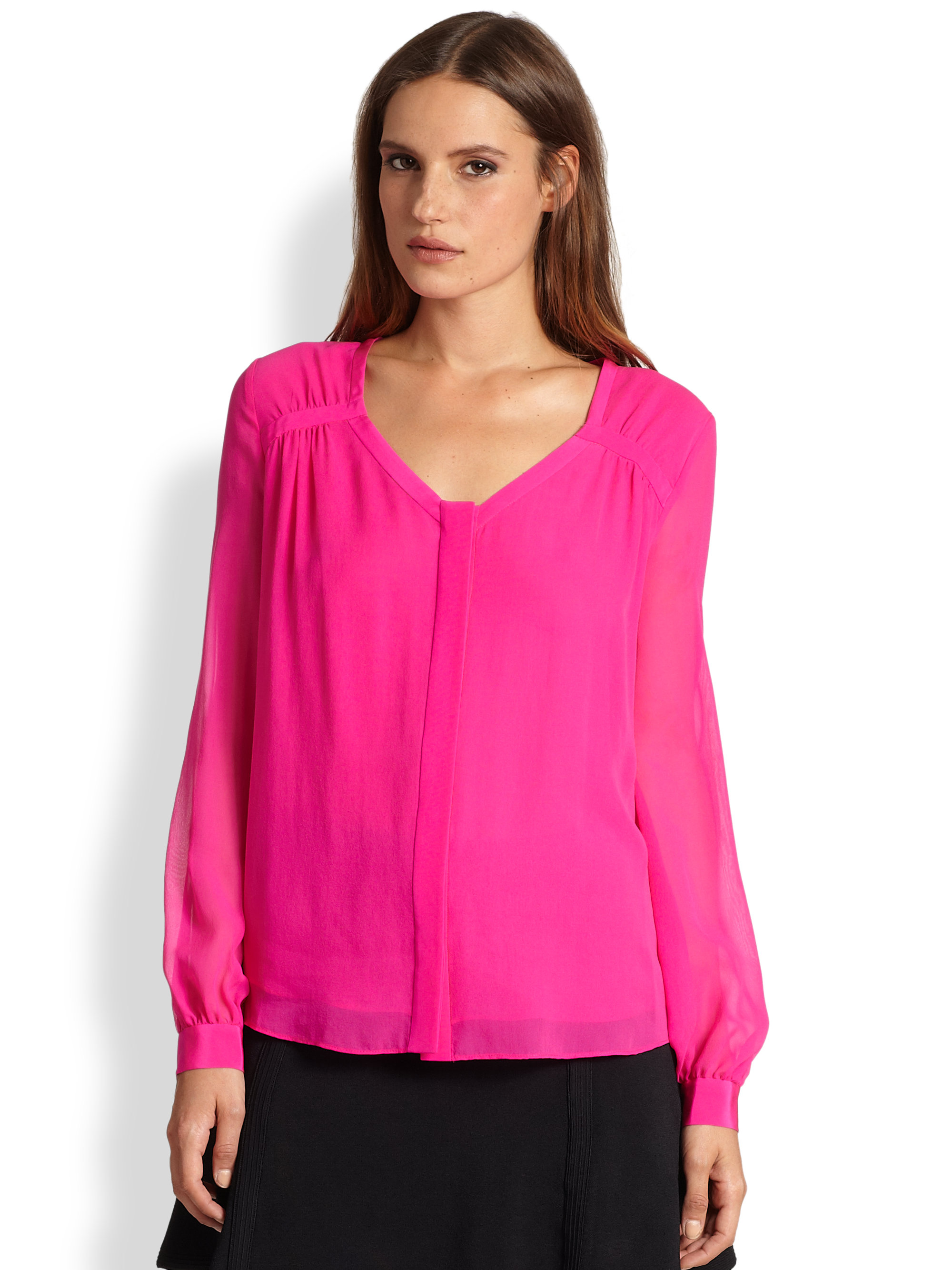 Diane Von Furstenberg Lane Silk Blouse in Pink (FUSION PINK) | Lyst