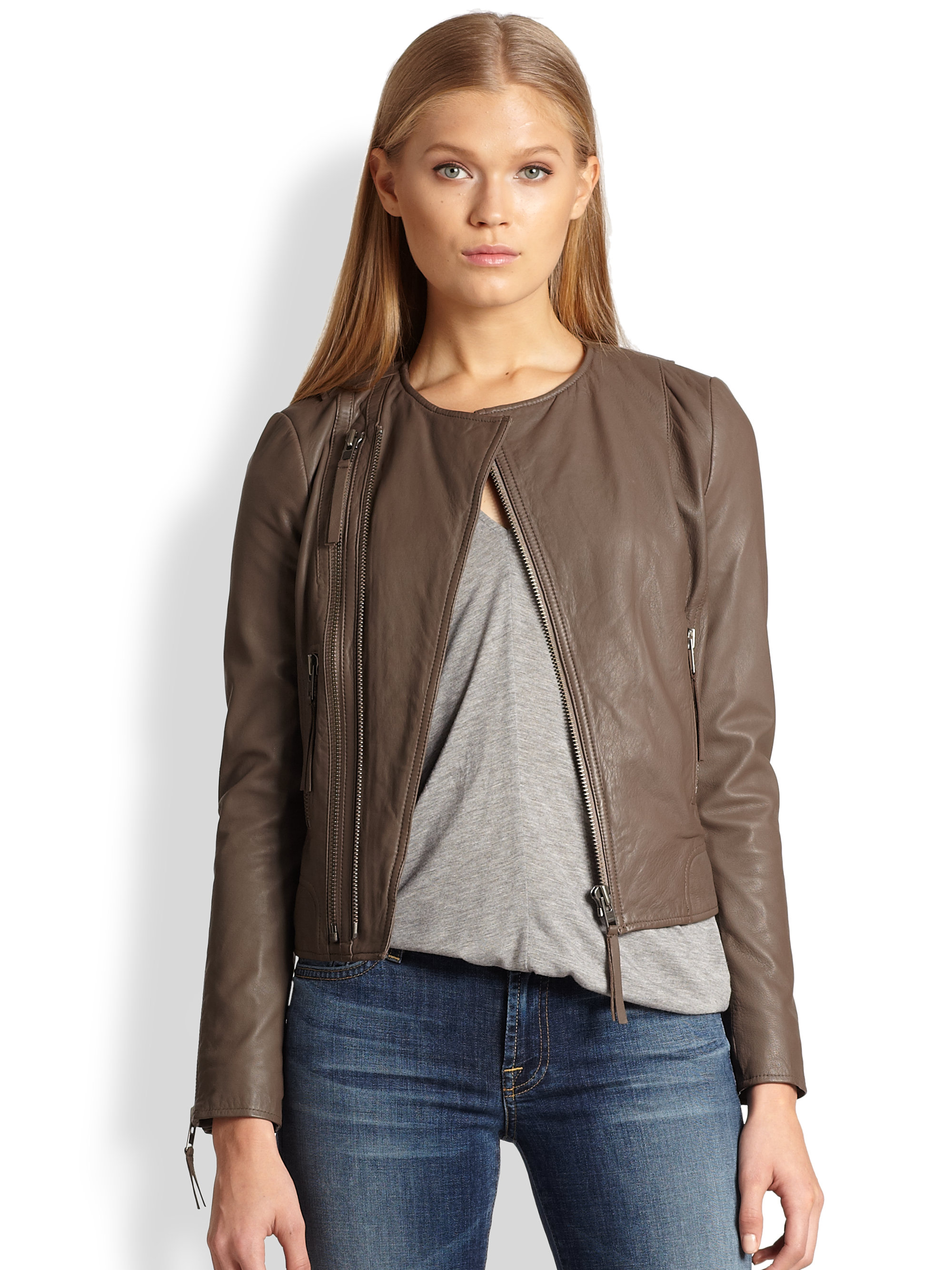 Lyst Joie Kaylie Leather Jacket In Brown Gallery
