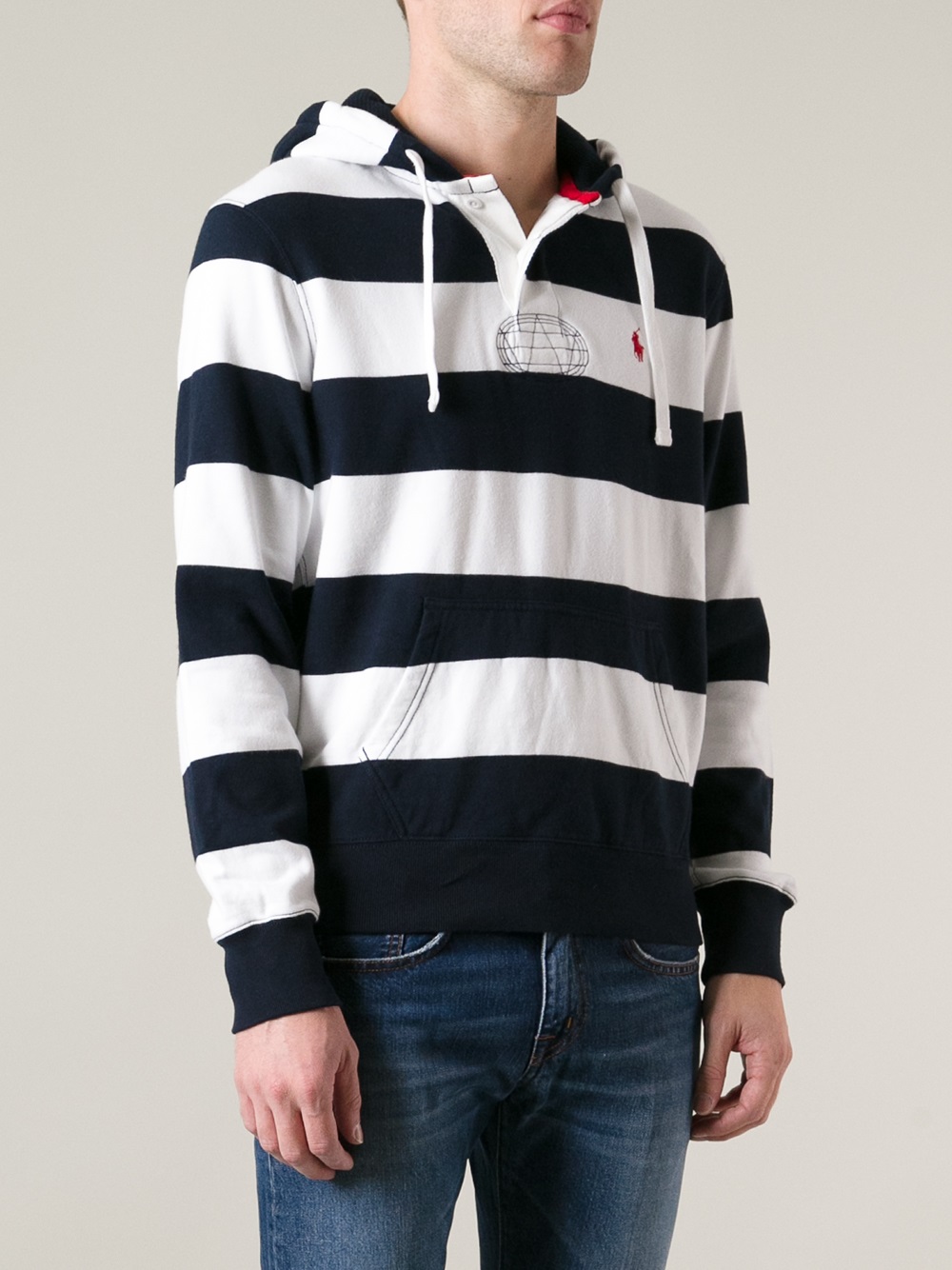 Polo ralph lauren Striped Hoodie in Blue for Men | Lyst