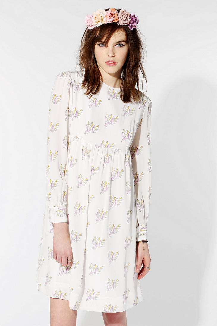 Lyst - Urban outfitters Silk Crystallized Babydoll Dress