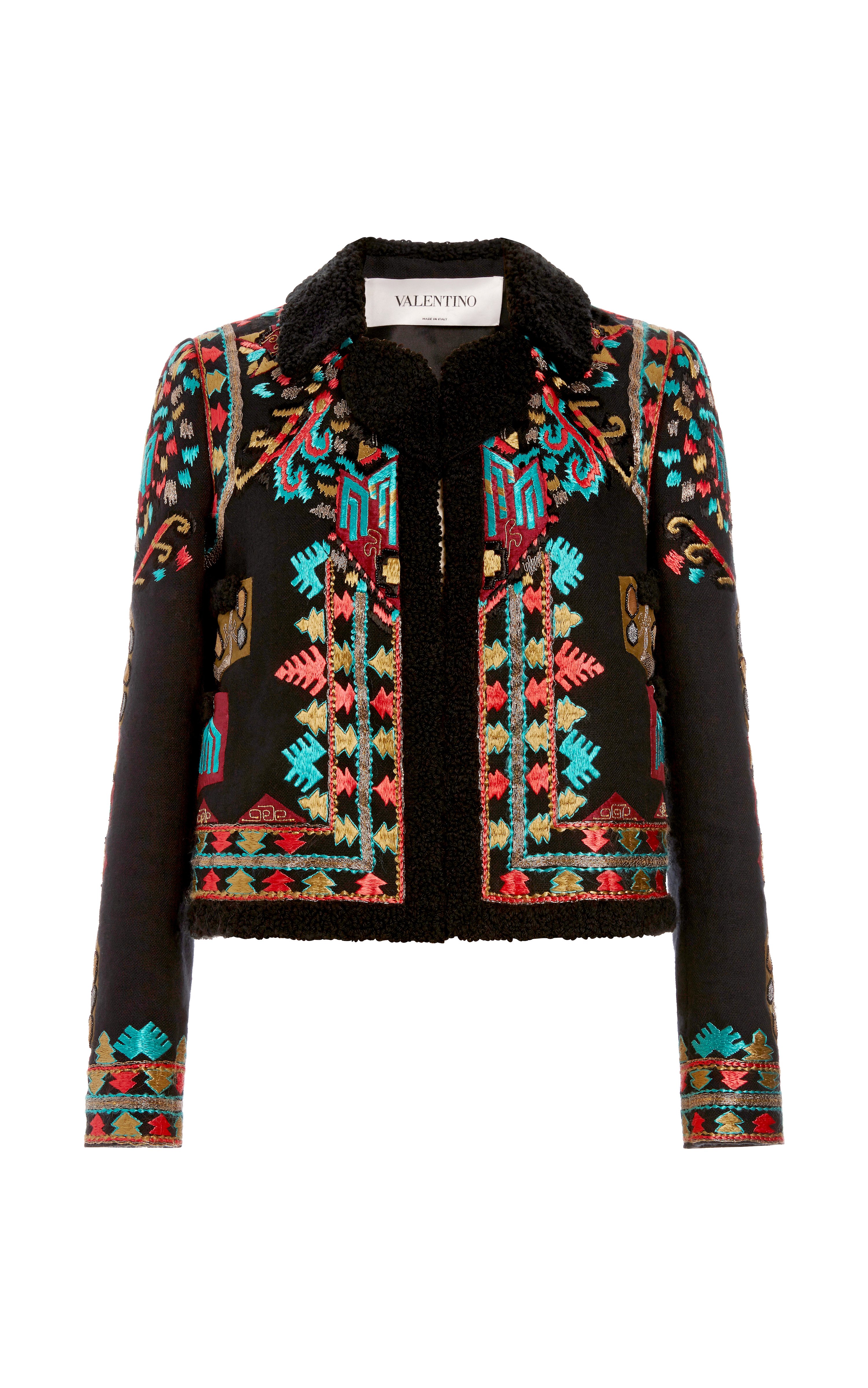 Valentino Cotton Canvas Jacket With Multi Color Embroidery in ...