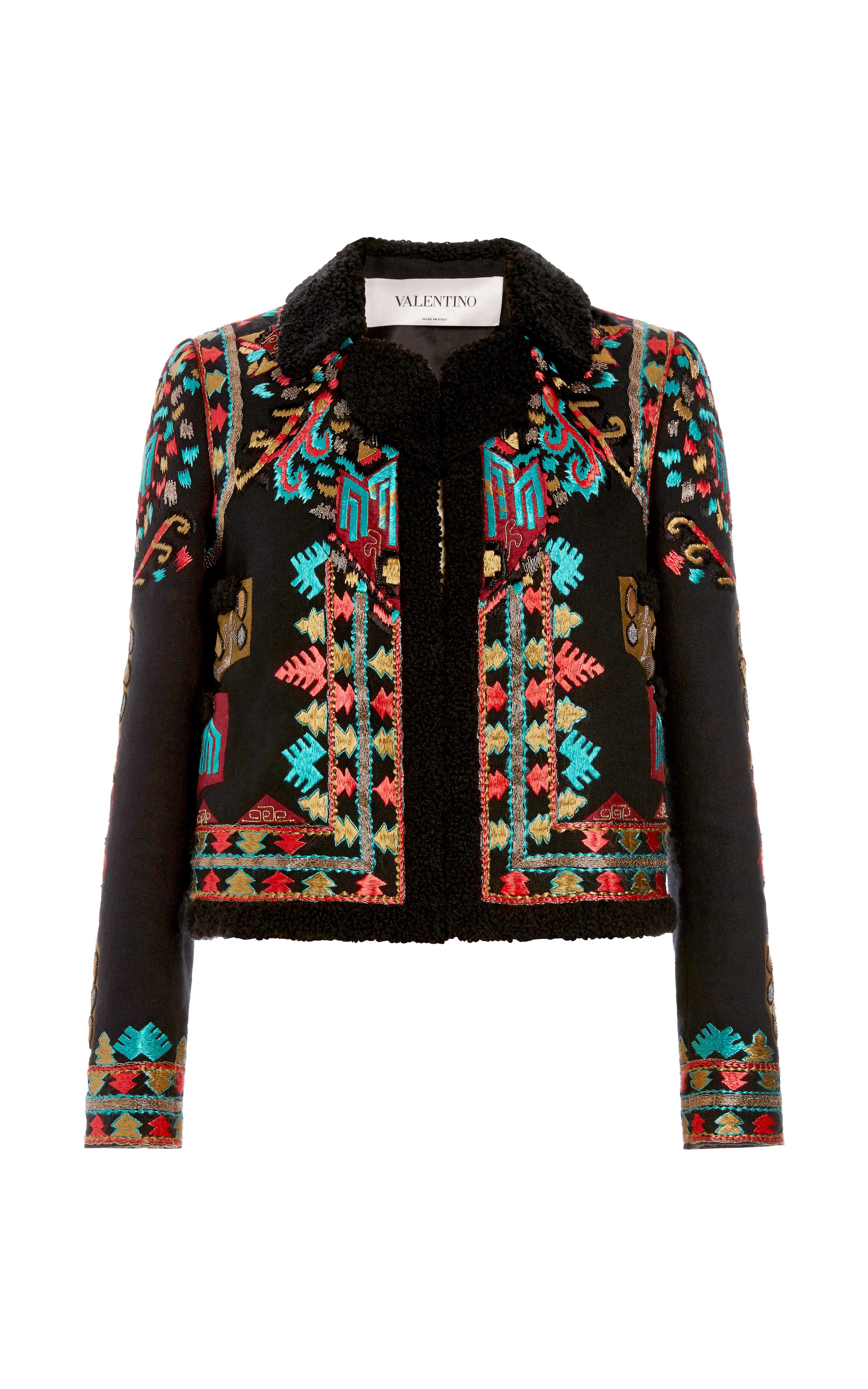 Valentino Cotton Canvas Jacket With Multi Color Embroidery - Lyst