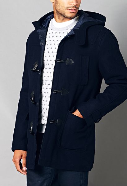 Forever 21 Hooded Toggle Coat in Blue for Men (Navy) | Lyst