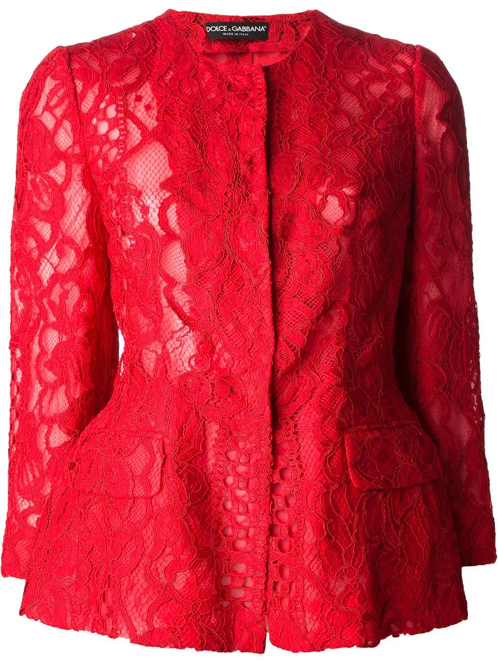 Lyst - Dolce & gabbana Floral Lace Peplum Jacket in Red