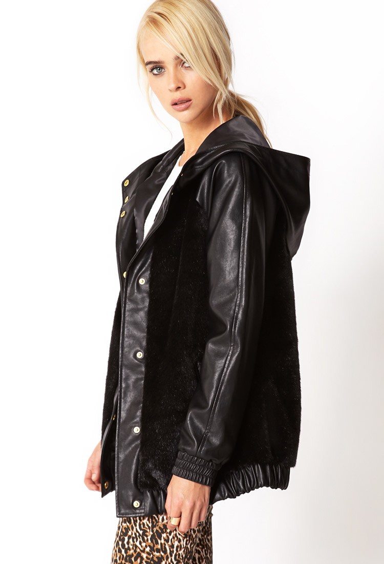 forever 21 faux fur hooded jacket