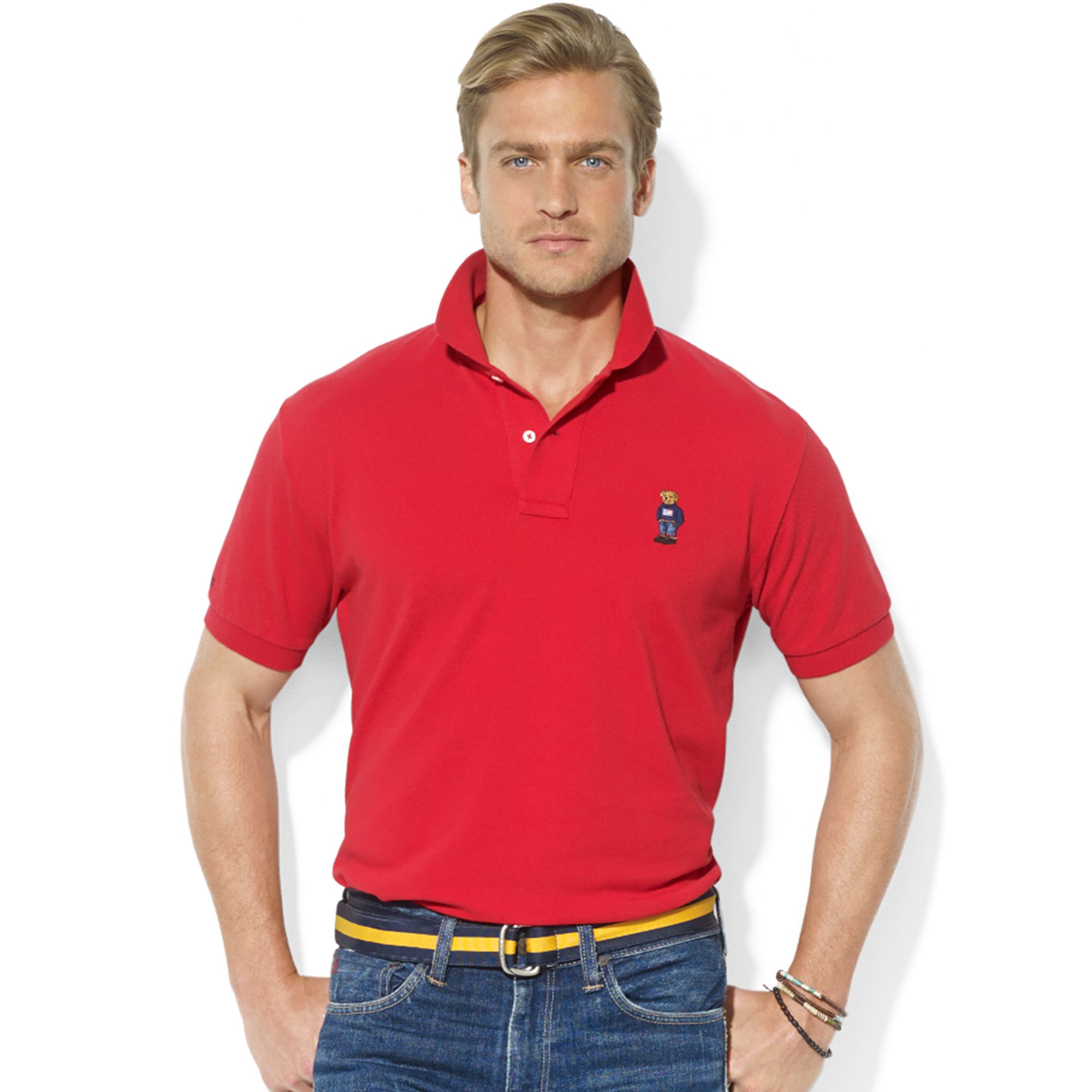 Ralph lauren Classic Fit Short Sleeve Polo Bear Polo in Red for Men | Lyst