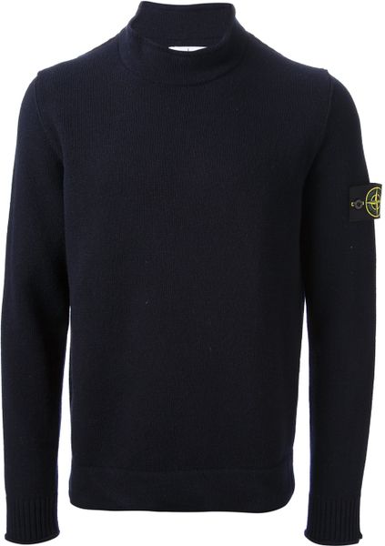 Stone Island Turtle Neck Sweater in Blue for Men | Lyst