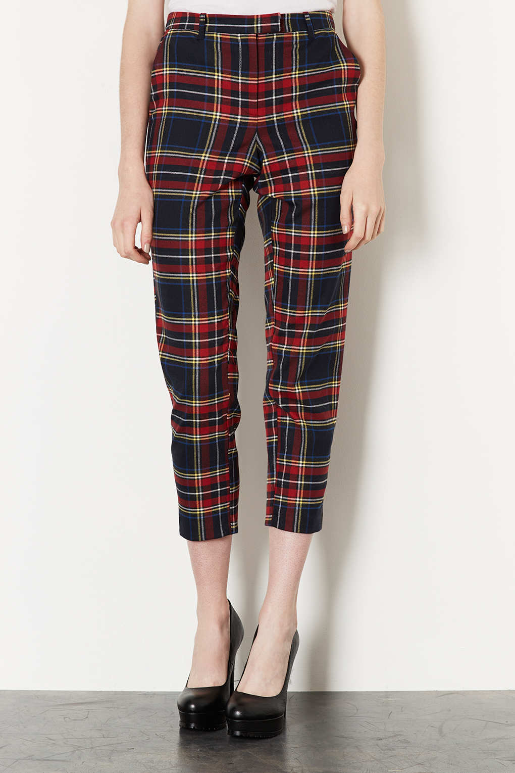 topshop red trousers