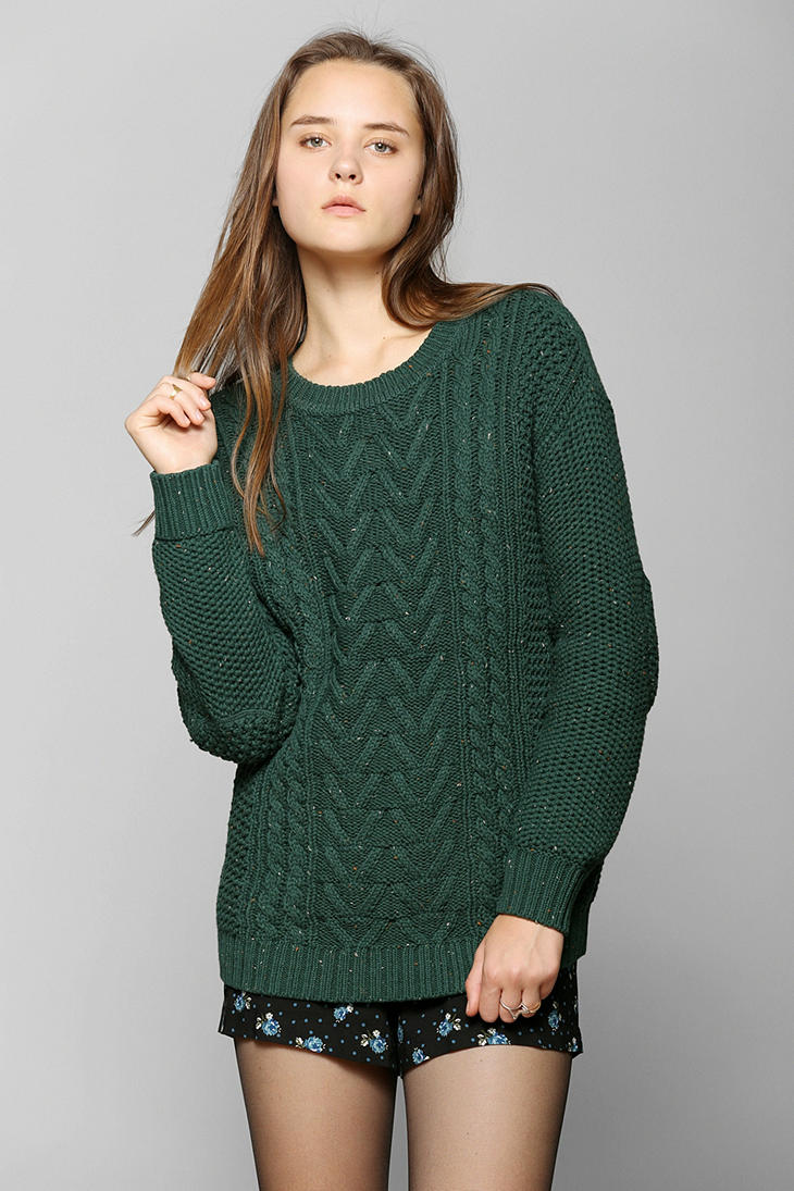 Lyst - Urban Outfitters Fall For Cable Knit Sweater in Green
