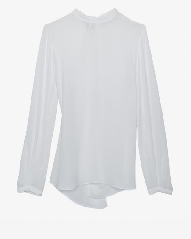 white blouse high collar