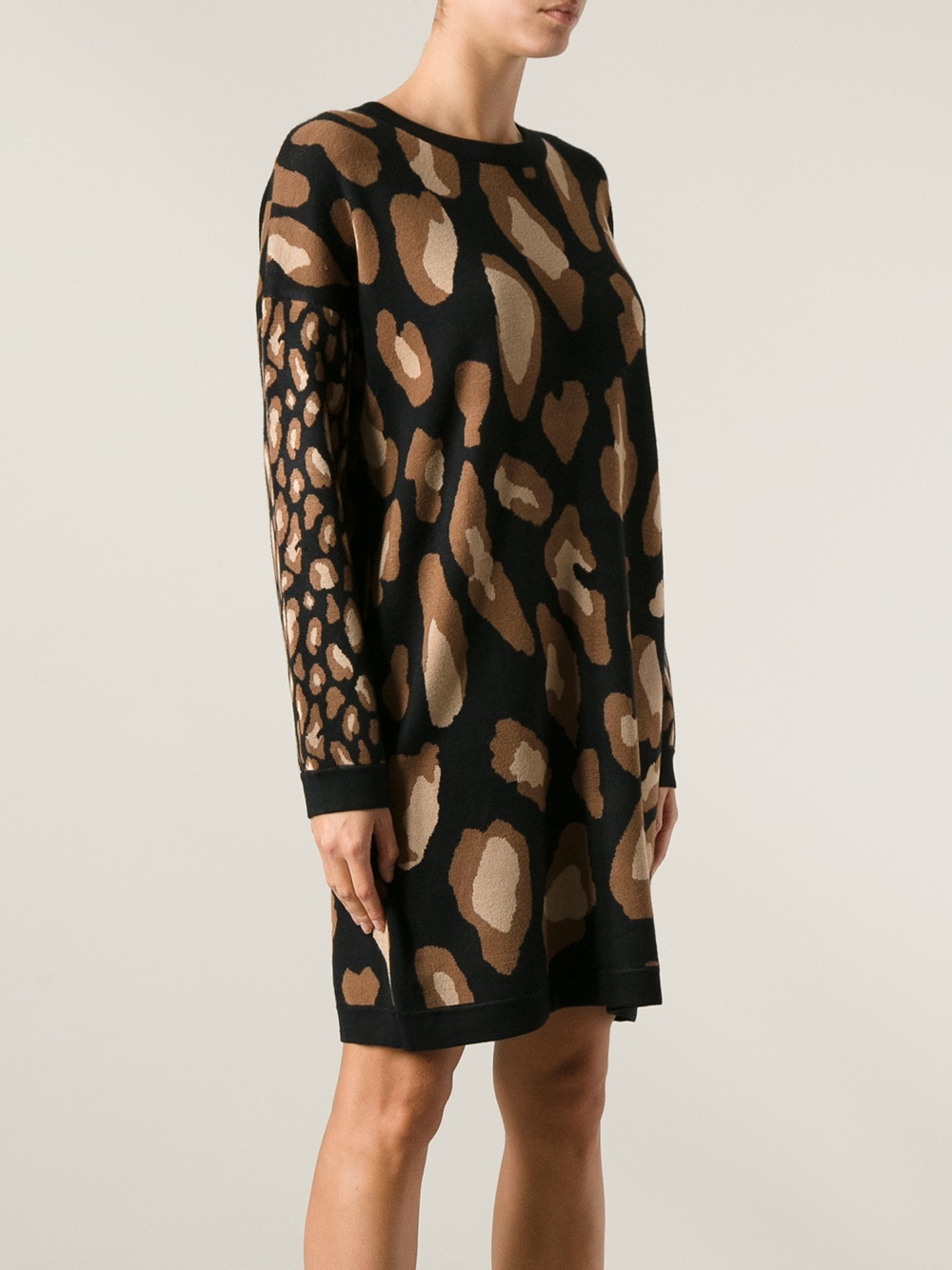 Lyst - Dkny Leopard Print Dress in Black