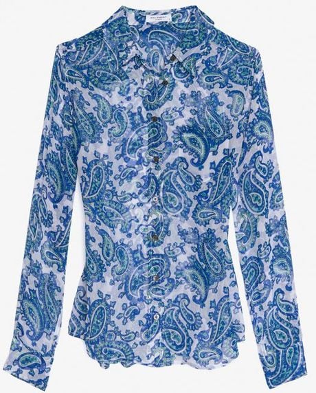 Equipment Brett Paisley Print Sheer Chiffon Blouse in Blue (pri-paisley ...