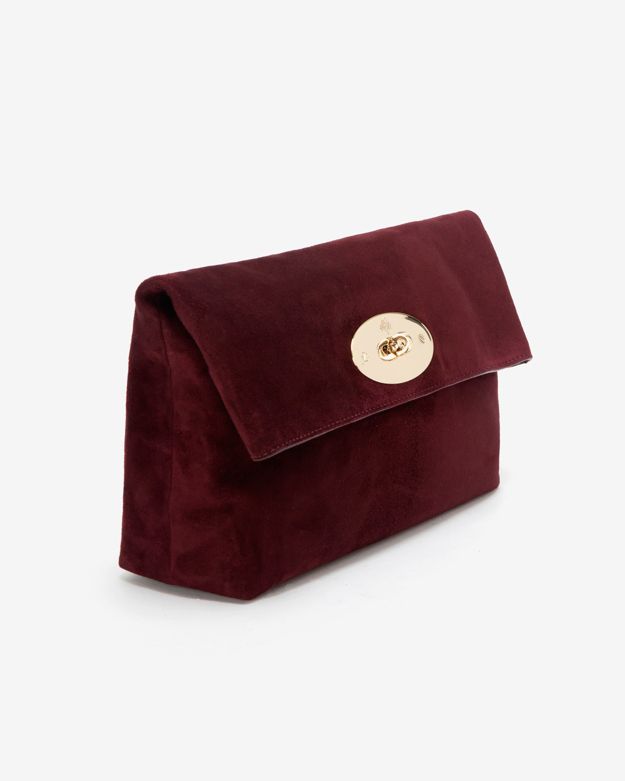 Lyst - Mulberry Oversized Suede Clemmie Clutch Ox Blood in Purple