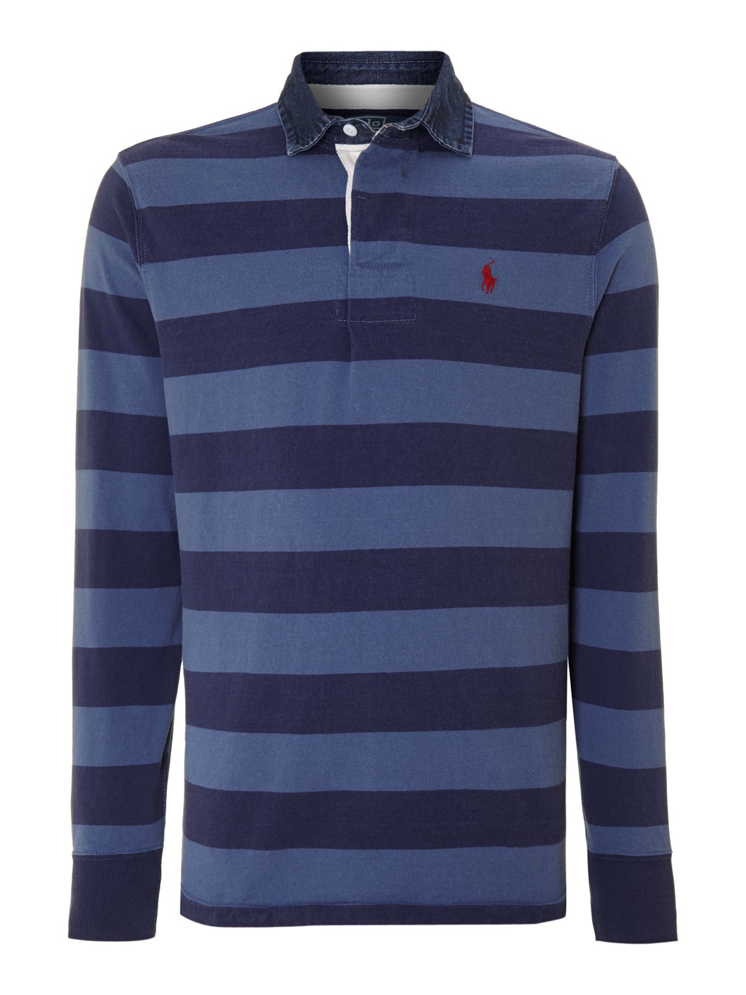 Polo Ralph Lauren Striped Custom Fit Rugby Top in Blue for Men | Lyst