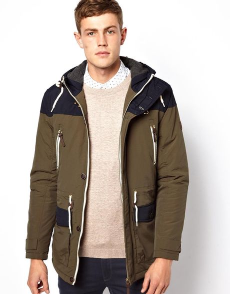 Asos Curve Brave Soul Padded Parka Jacket with Hood in Green for Men | Lyst