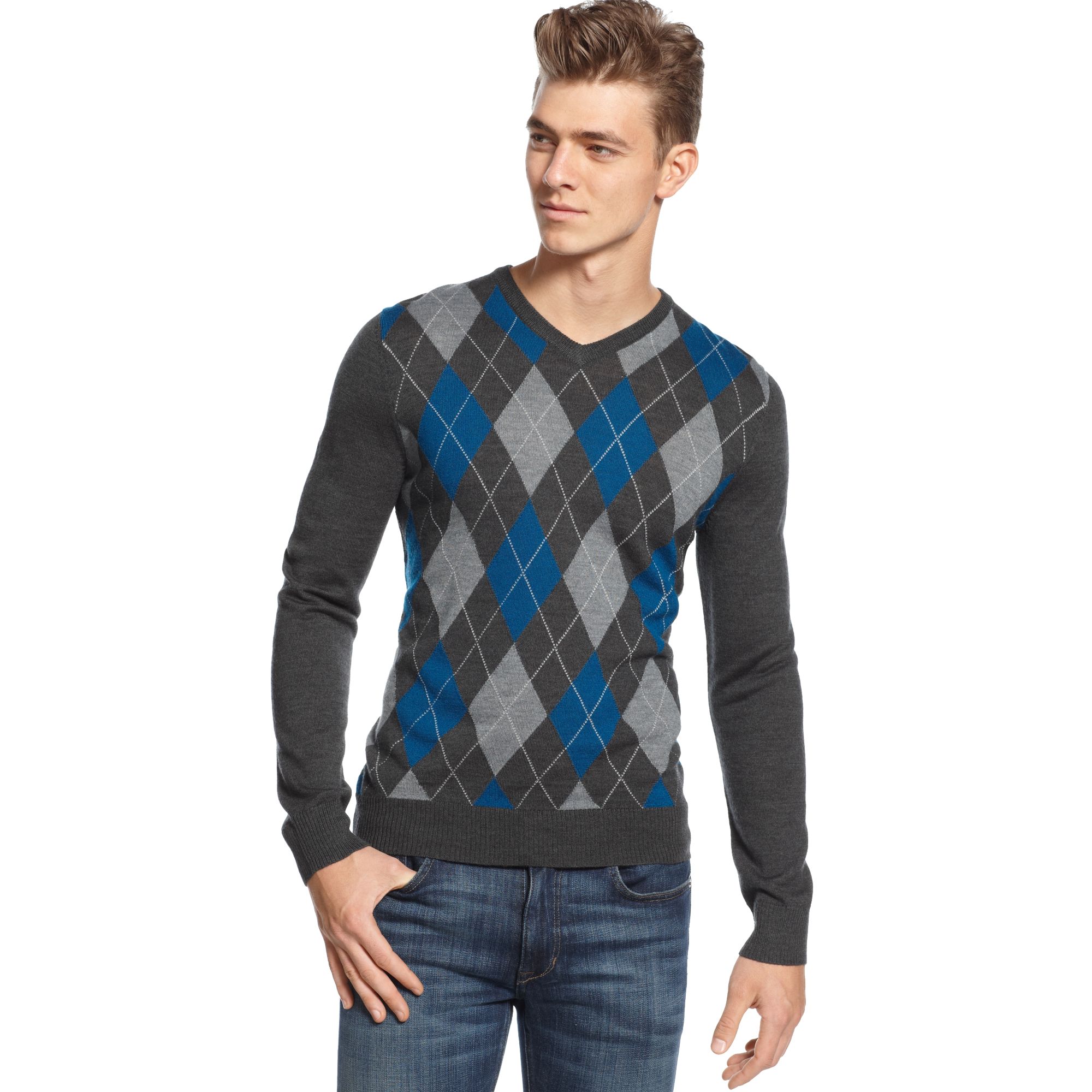Inc international concepts Halpert Argyle Sweater for Men | Lyst