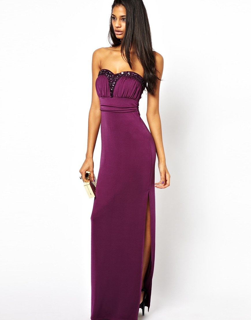 Purple Bandeau Maxi Dress - Polyvore