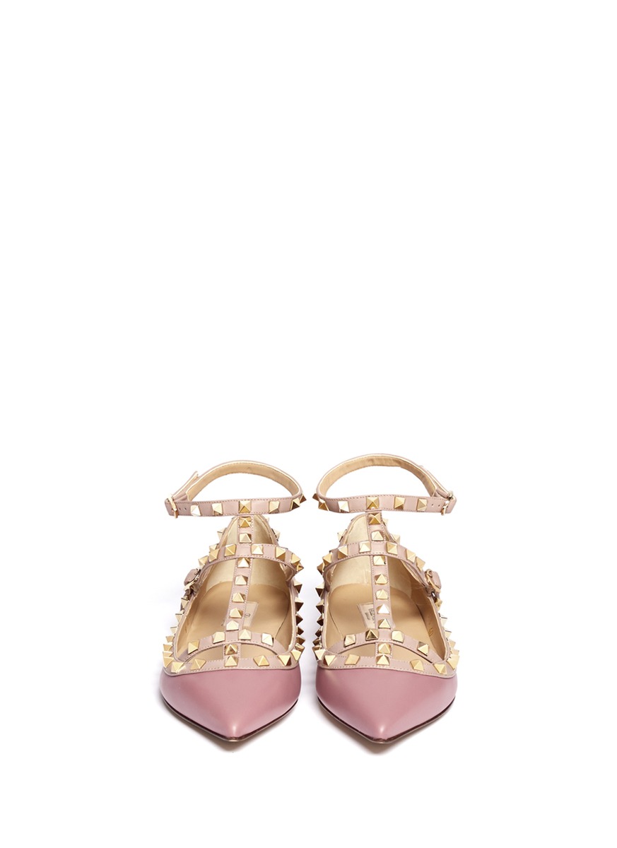 pink valentino rockstud flats