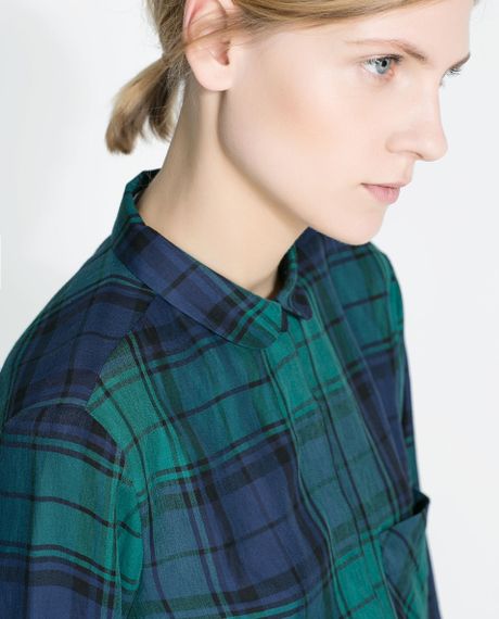 Zara Checked Shirt in Multicolor (Green / Blue) | Lyst