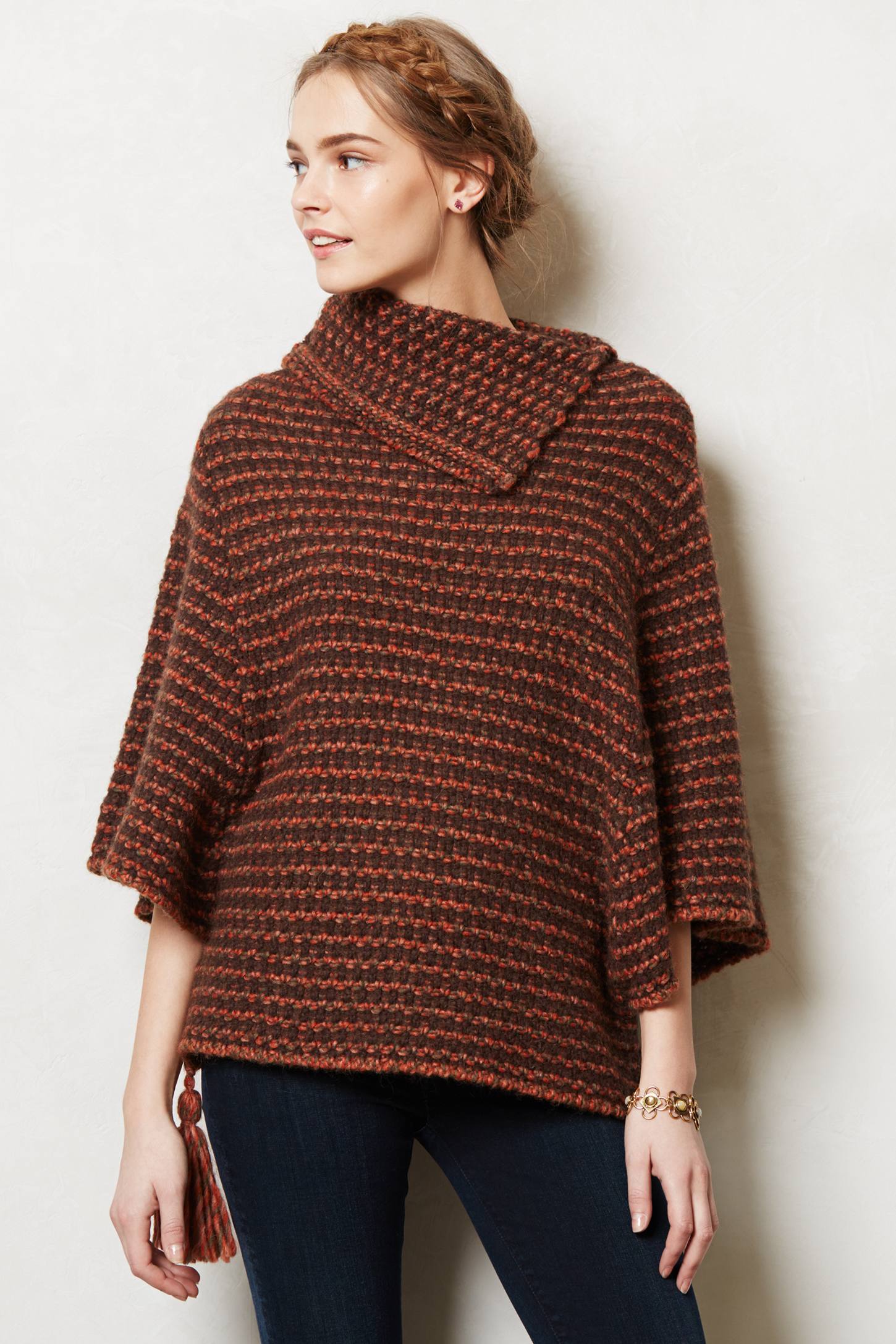 Lyst - Anthropologie Cowl Neck Poncho in Brown