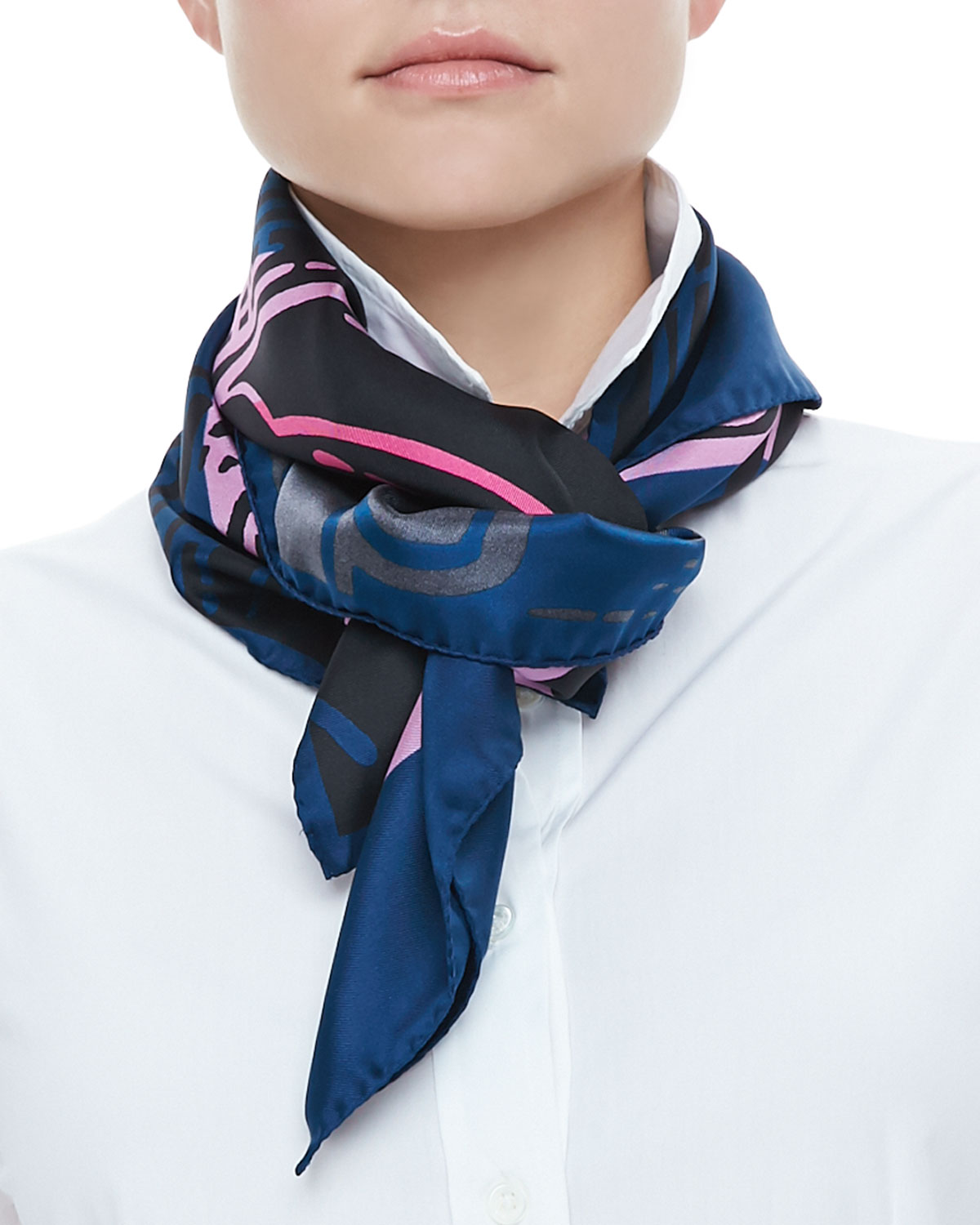 Lyst - Carolina herrera Geometric Floralprint Square Silk Scarf ...