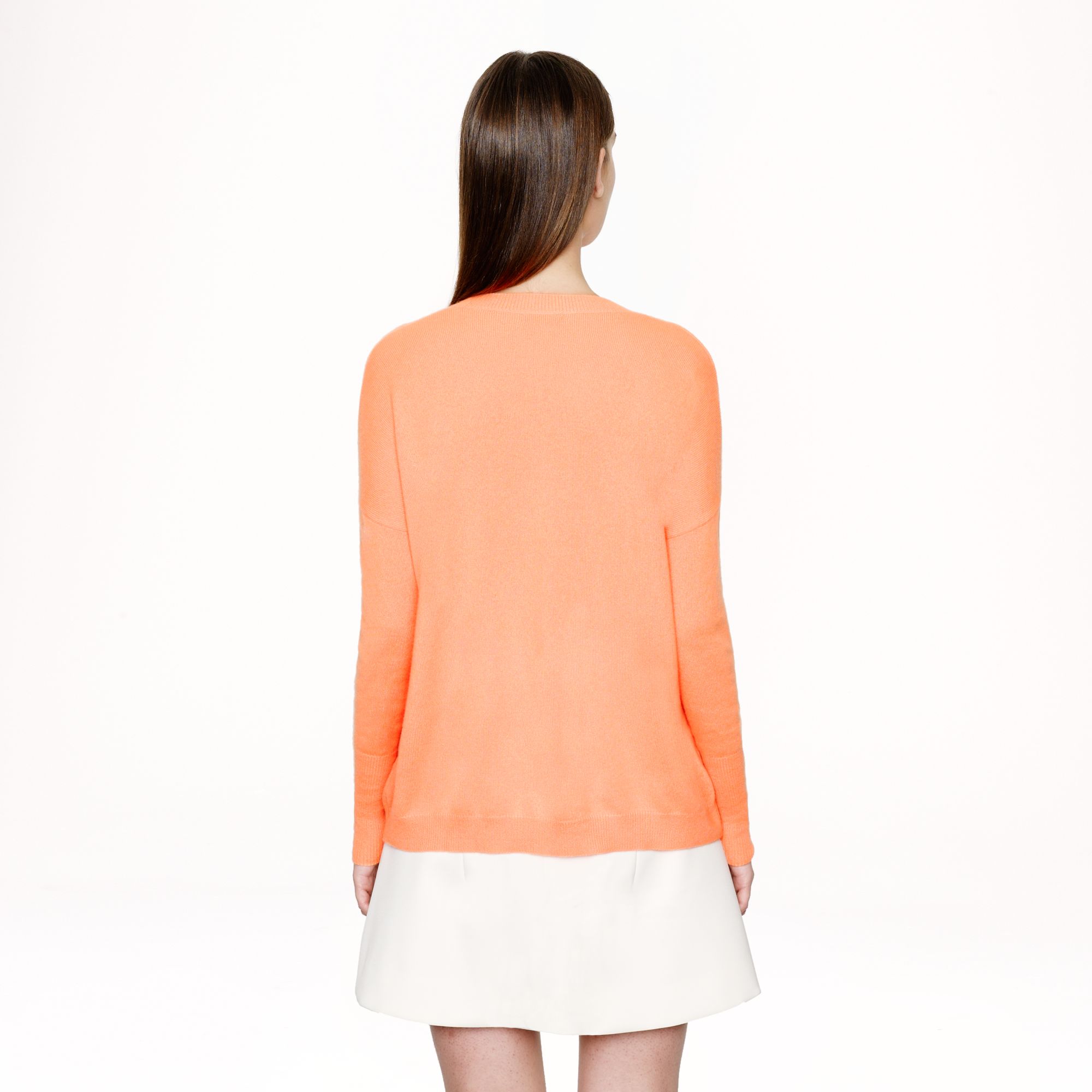 J.crew Collection Cashmere V-neck Sweater in Orange | Lyst