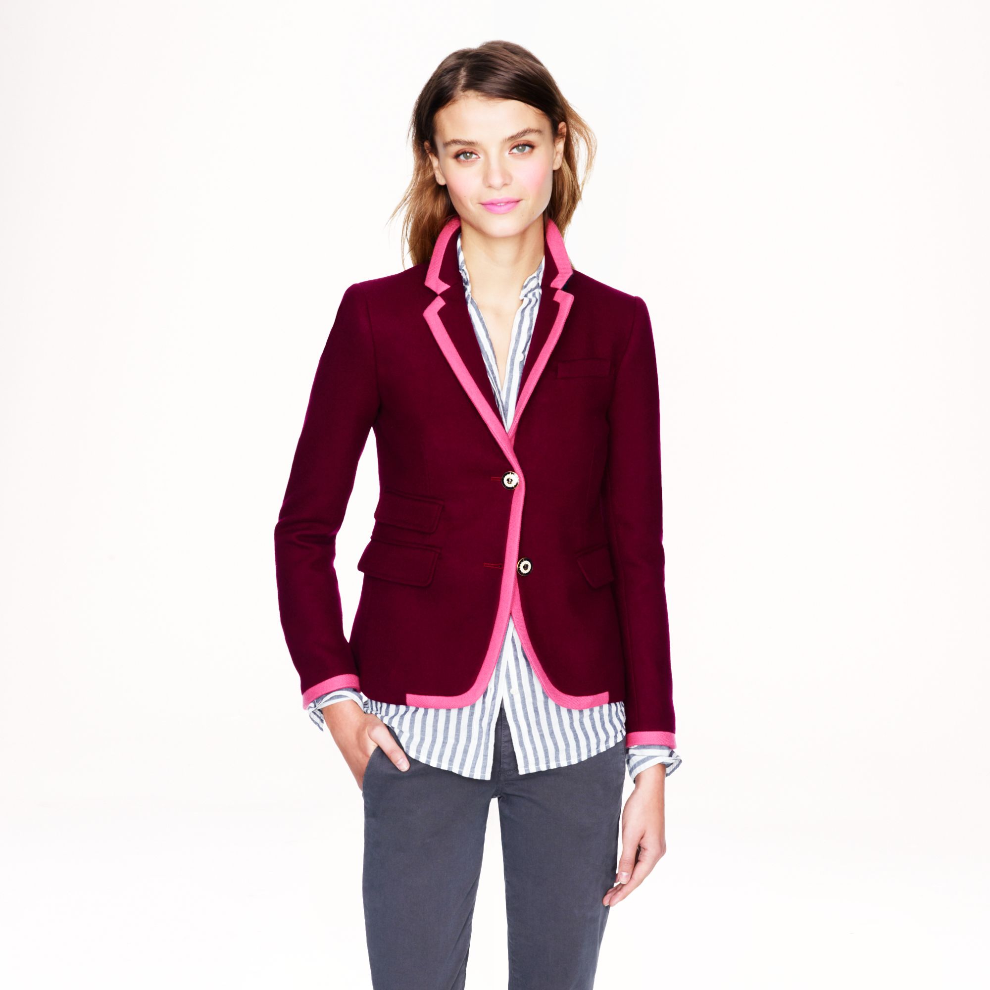 Lyst - J.Crew Petite Schoolboy Blazer in Tipped Wool in Red