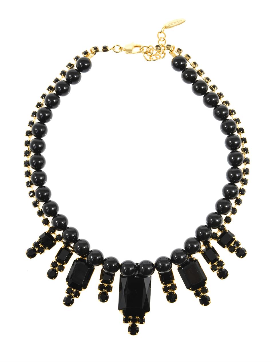Joomi lim Beaded Baroque Crystal Necklace in Black | Lyst