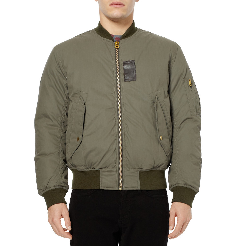 Lyst - Acne studios Sid Down-filled Cotton blend Bomber Jacket in Green ...