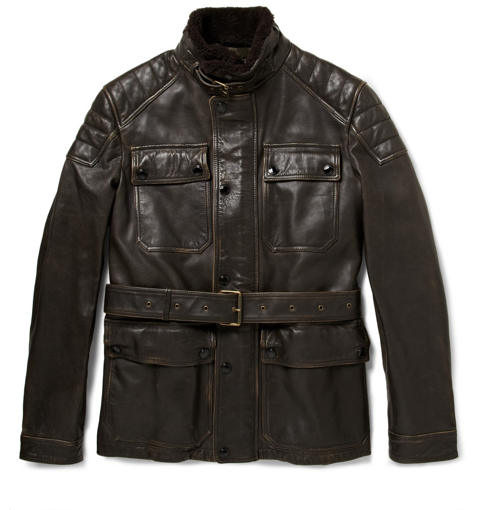 Lyst - Burberry Brit Leather Motorcycle Jacket in Brown for Men