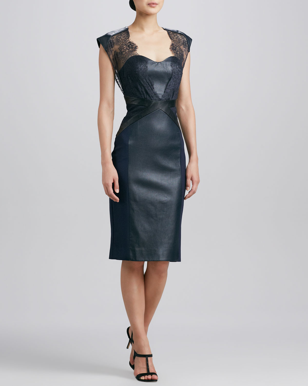 Lyst Catherine Deane Embroidered Lace Leather Cocktail Dress in Blue