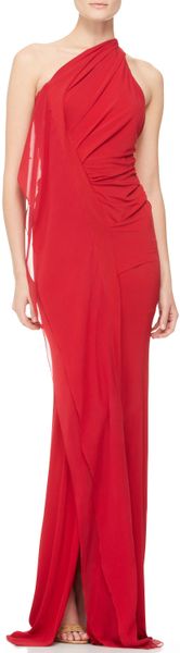 Donna Karan New York Draped One-Shoulder Evening Gown in Red (SCARLET ...