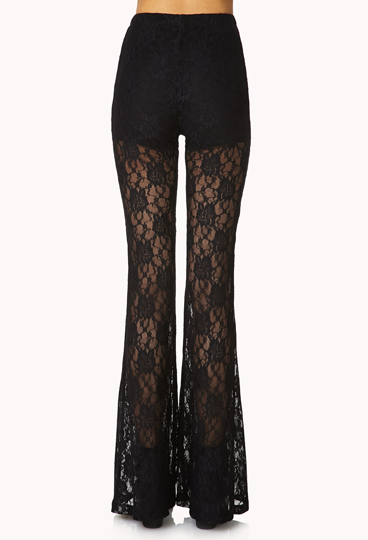 Lyst - Forever 21 Bombshell Lace Bell Bottoms in Black